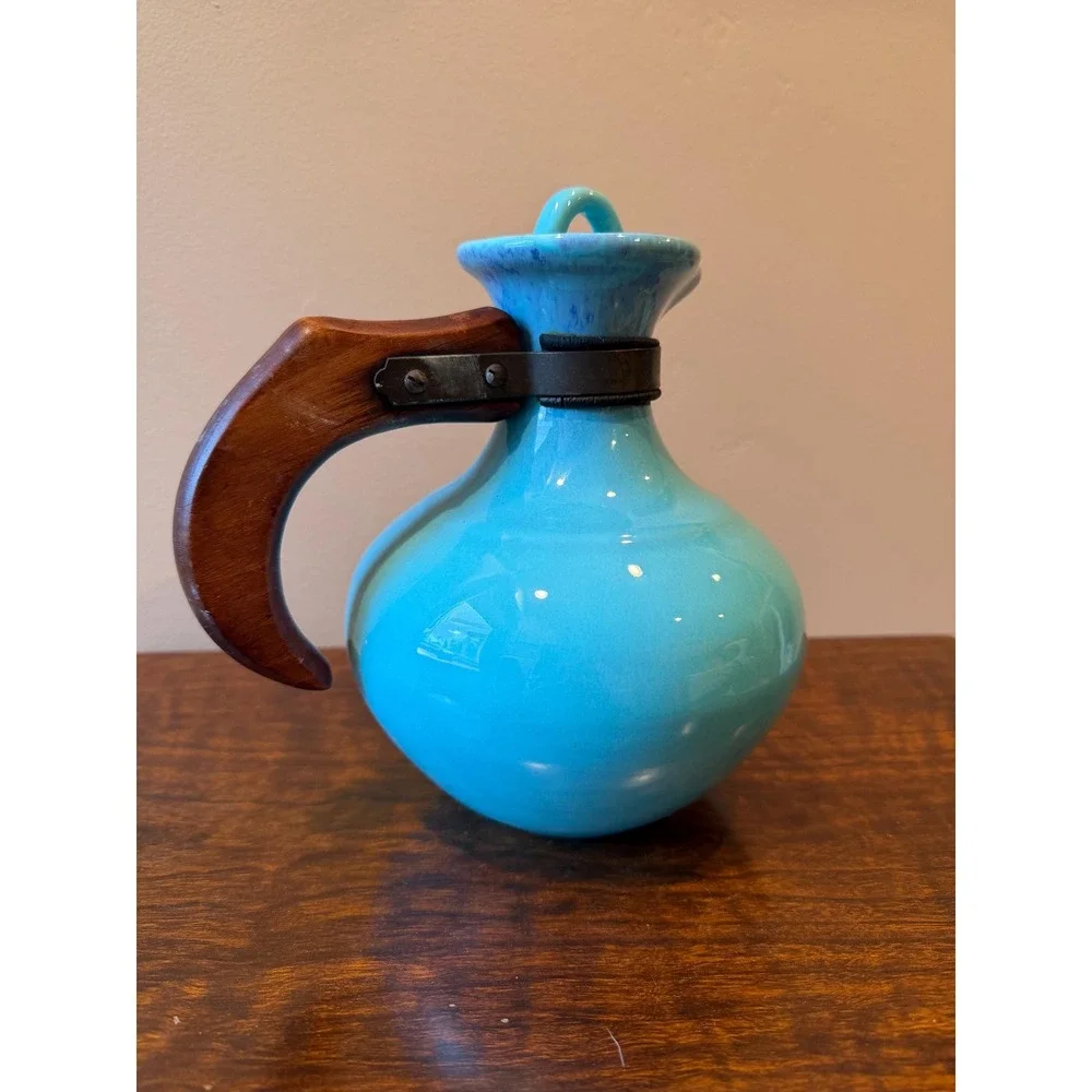 Vintage Gladding McBean El Patio Glacial Blue Drip Glaze Coffee Carafe
